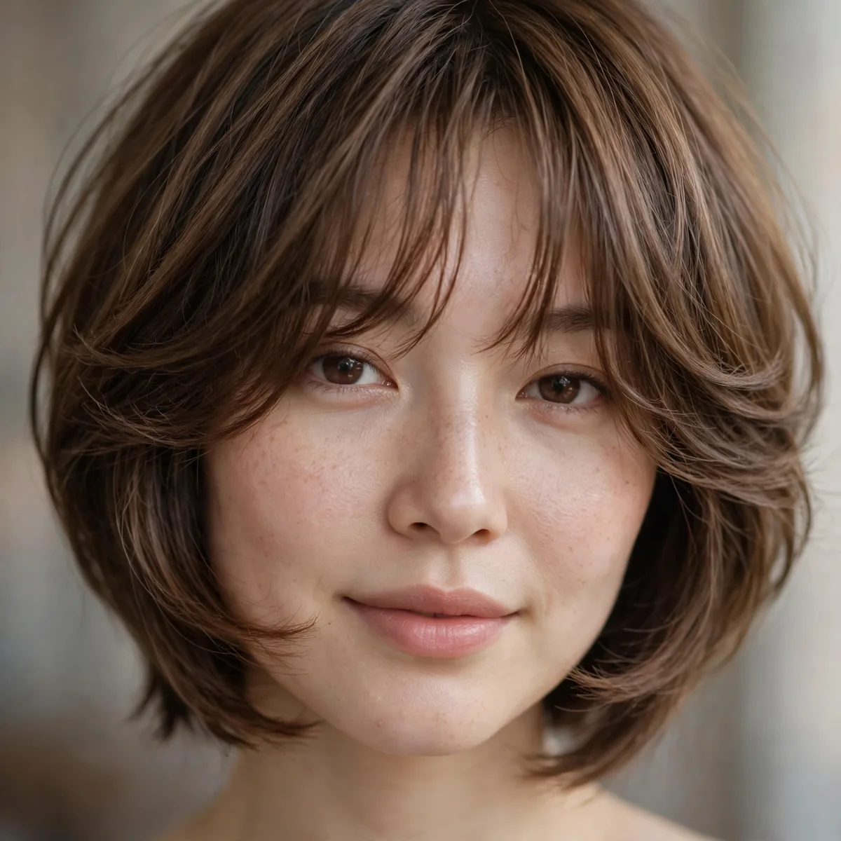 Hush haircut flattering a round face