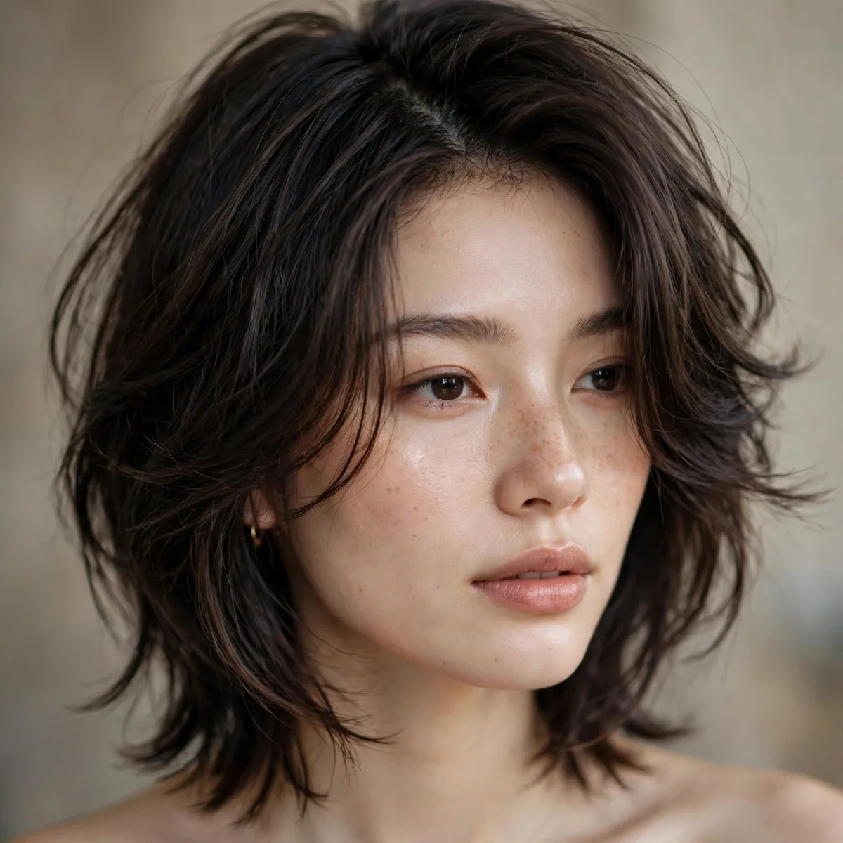 Hush haircut with deep side part