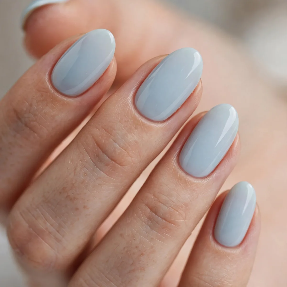 Pale frost blue nail polish