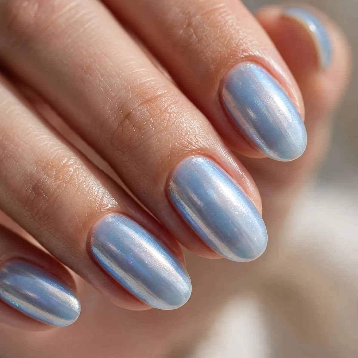 Iridescent frost blue nails