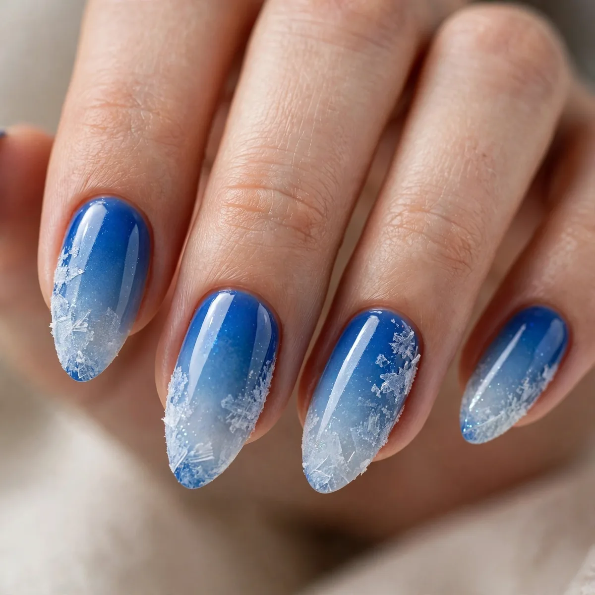 Blue ombre freeze nail design