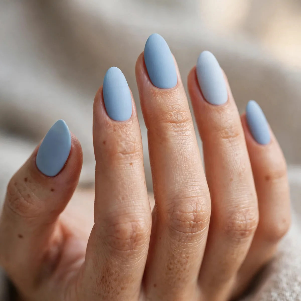 Matte ice blue modern nails