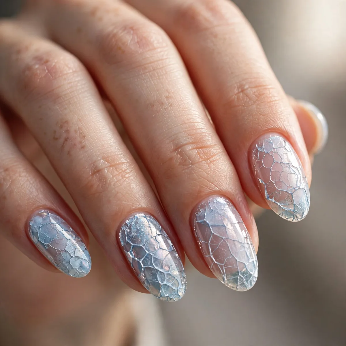 Crackled ice nail art effect