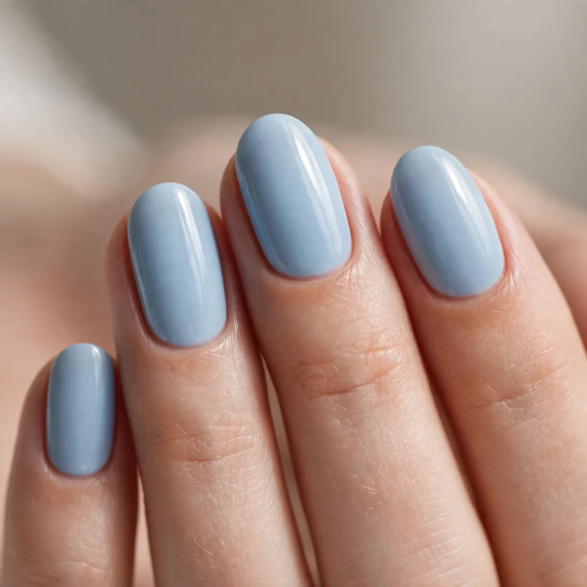 Soft powder blue nail polish
