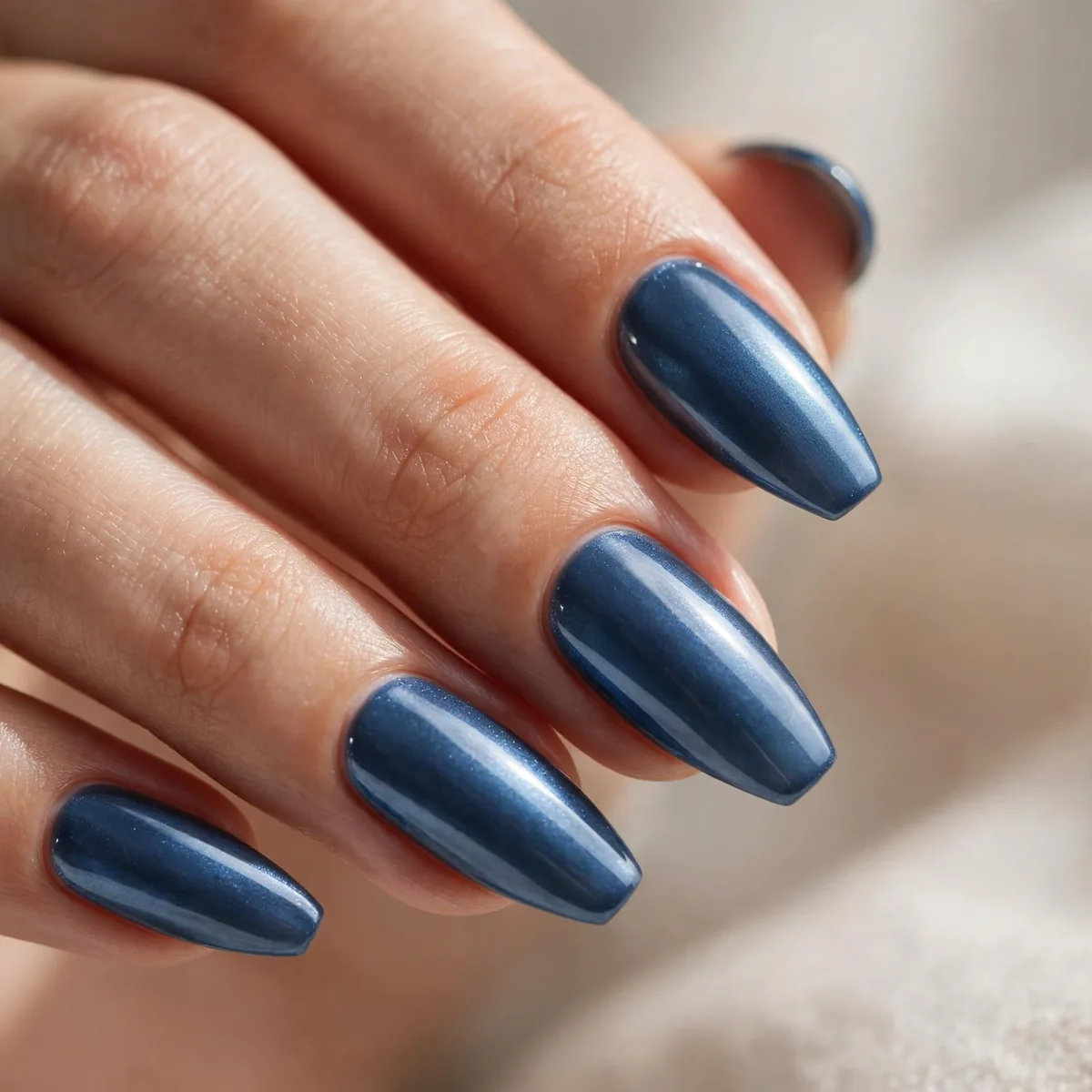 Steel blue edgy nail polish