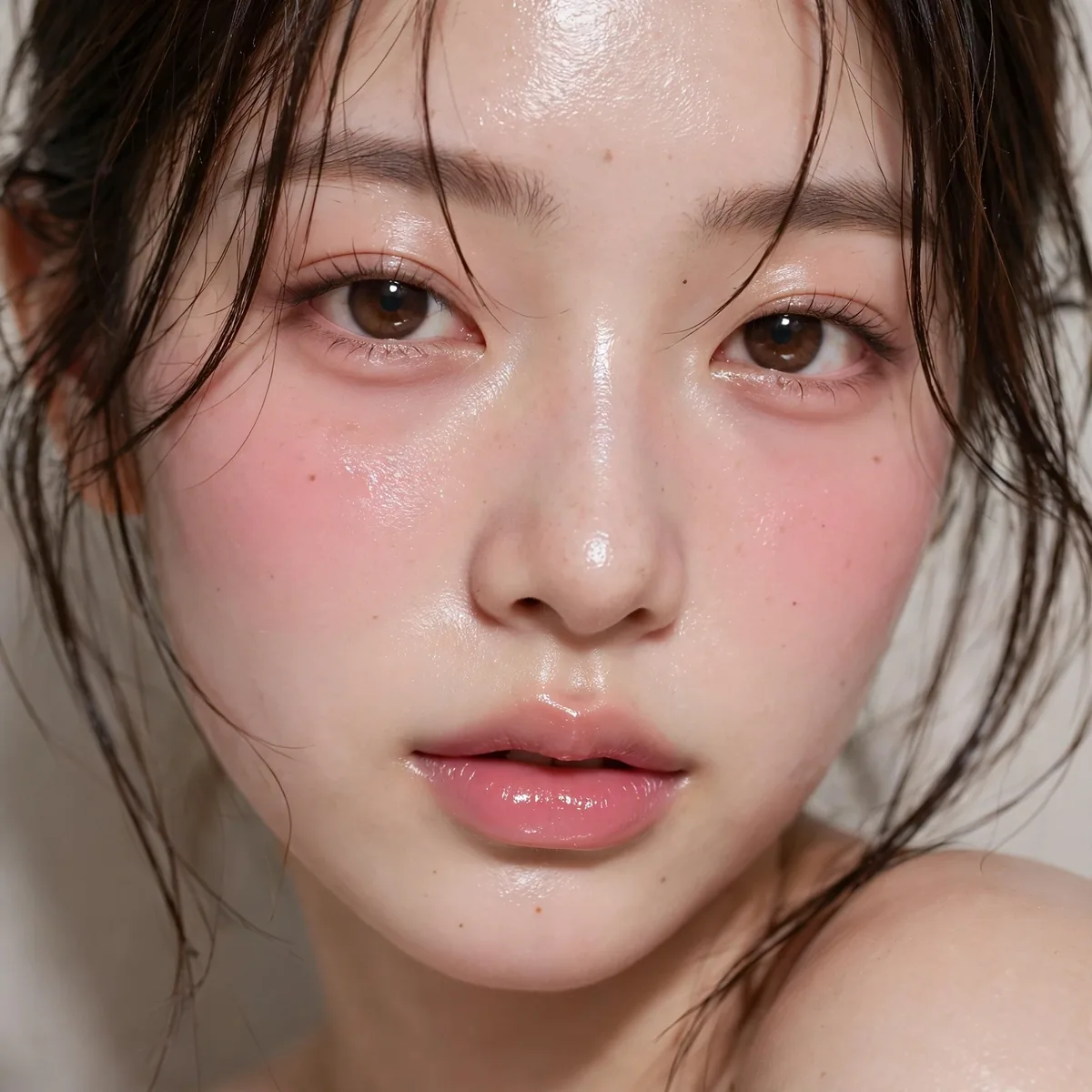 Glossy skin igari blush look