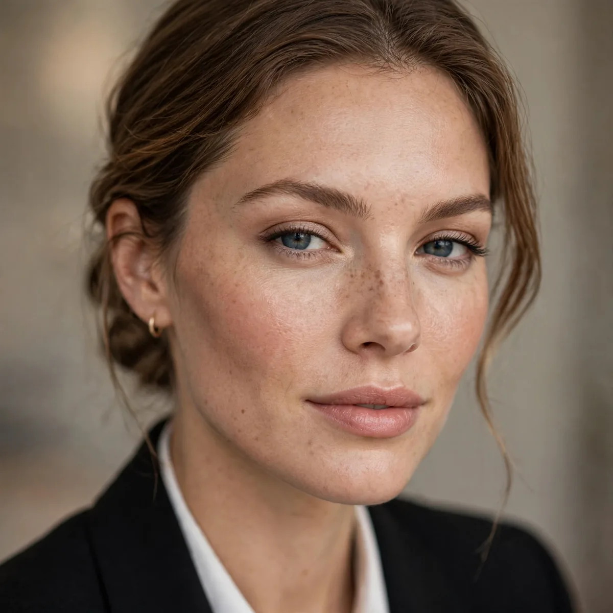 Natural polished makeup look for job interview