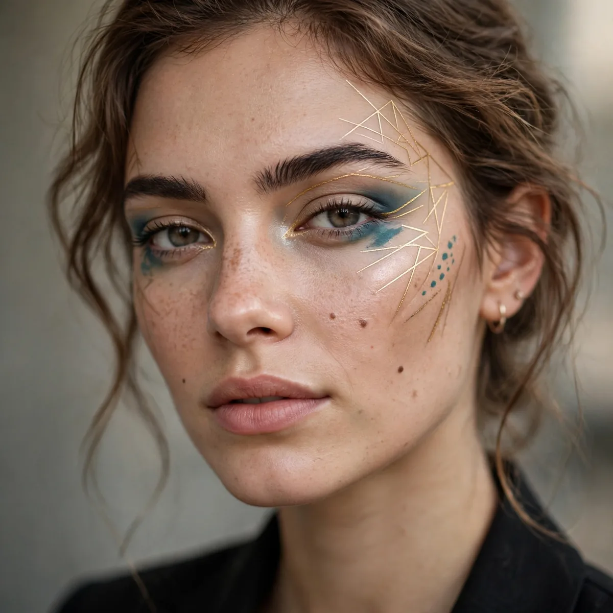 Creative interview makeup with subtle artistic edge