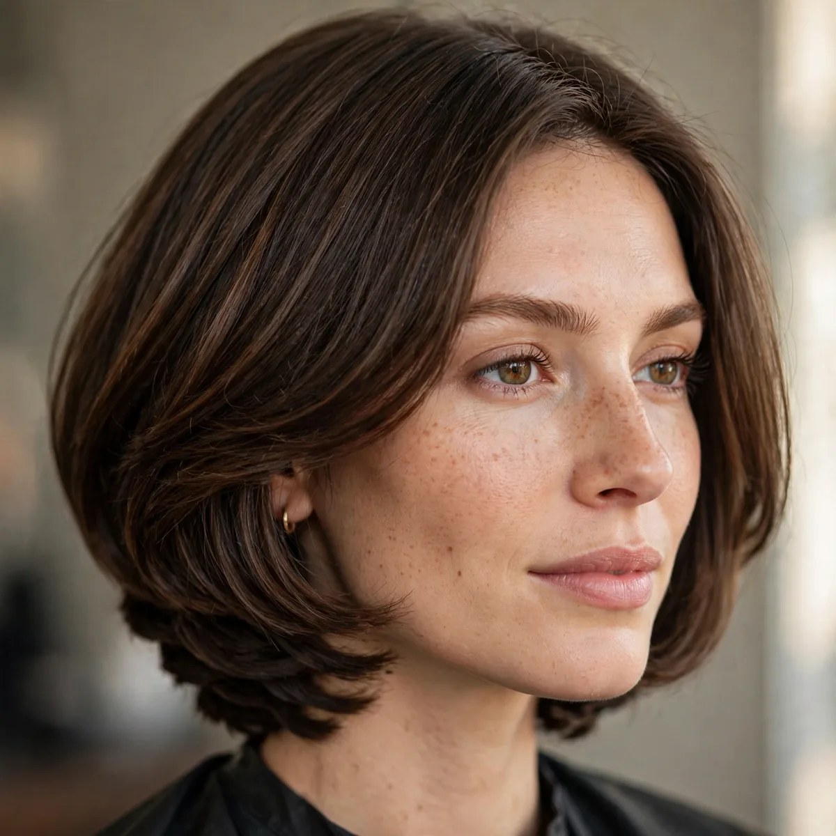 Jaw bob with subtle stacked layers underneath for volume