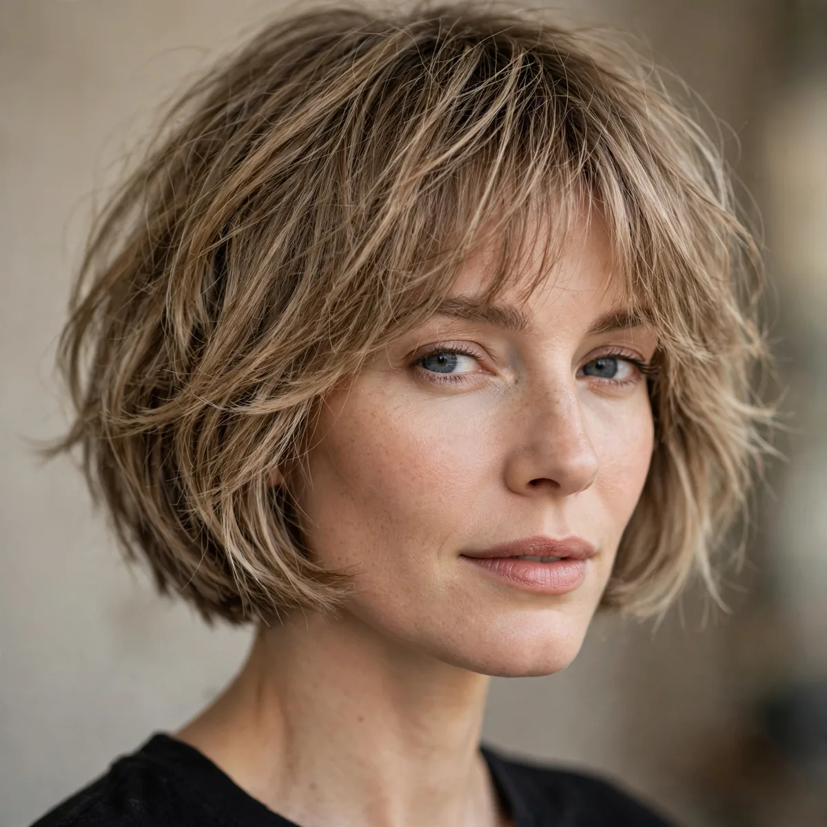 French inspired jaw bob with texture on fine hair