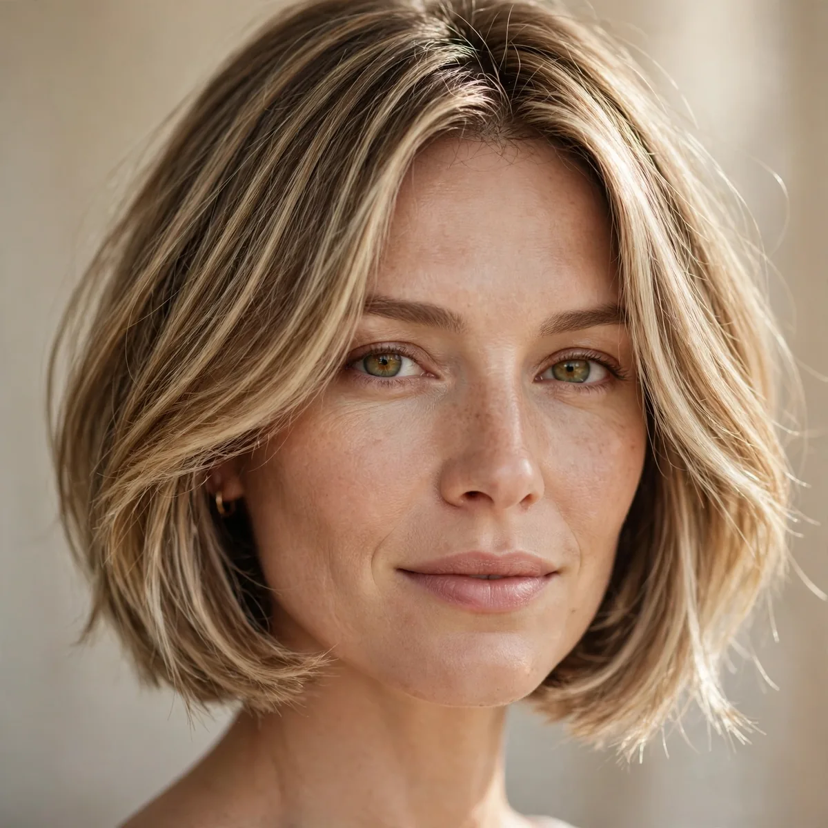 Jaw bob with dimensional highlights adding depth to fine hair