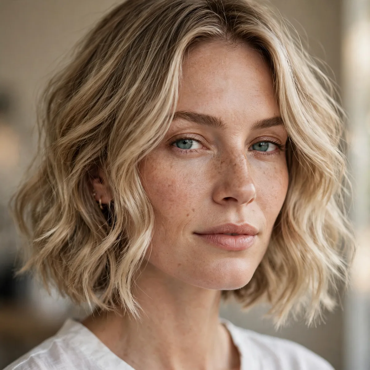 Jaw bob with soft waves adding body to fine hair