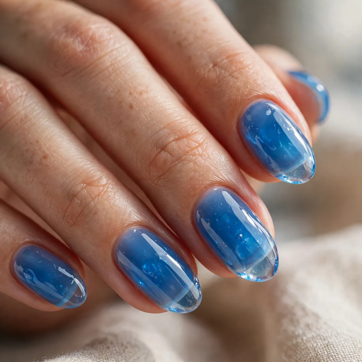 Blue raspberry translucent jelly nails