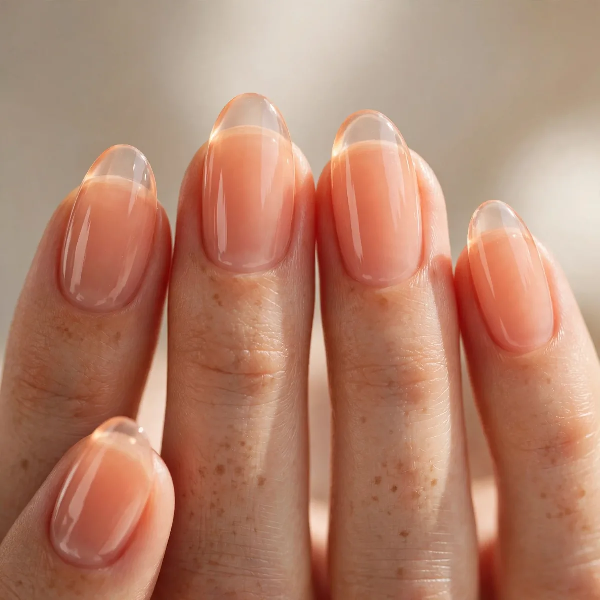 Translucent peach jelly nails