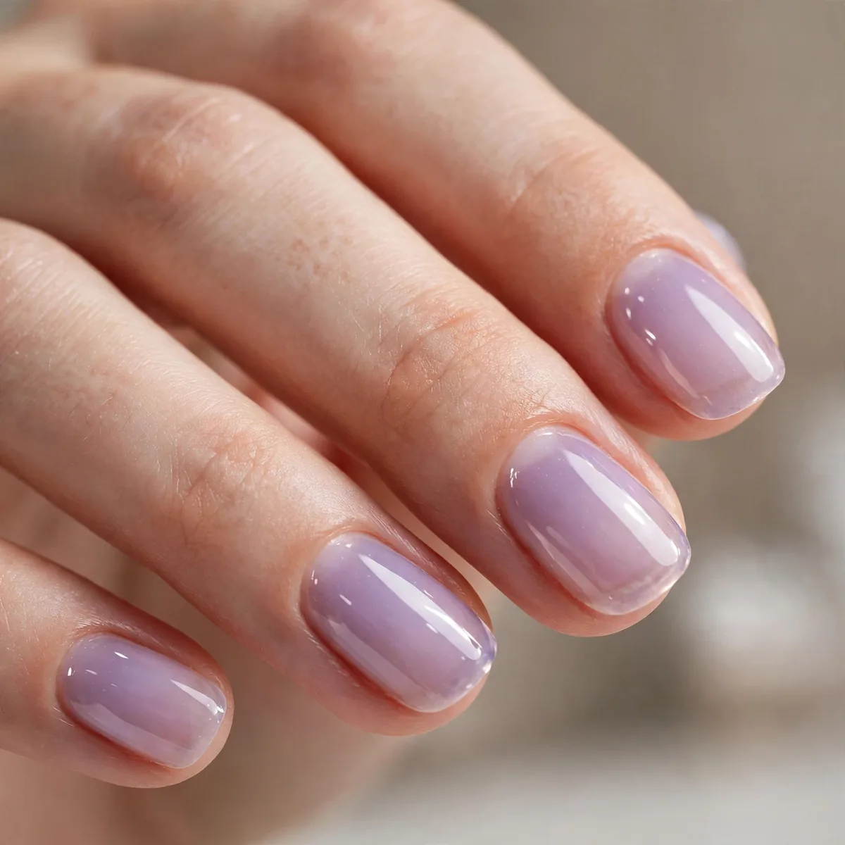 Translucent lavender jelly nails