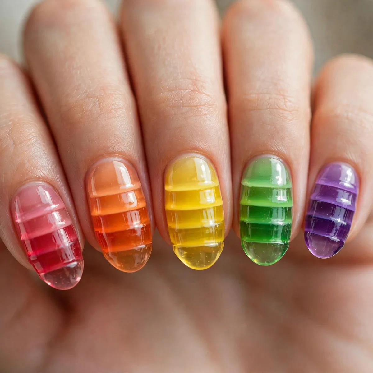 Different jelly colors on each nail