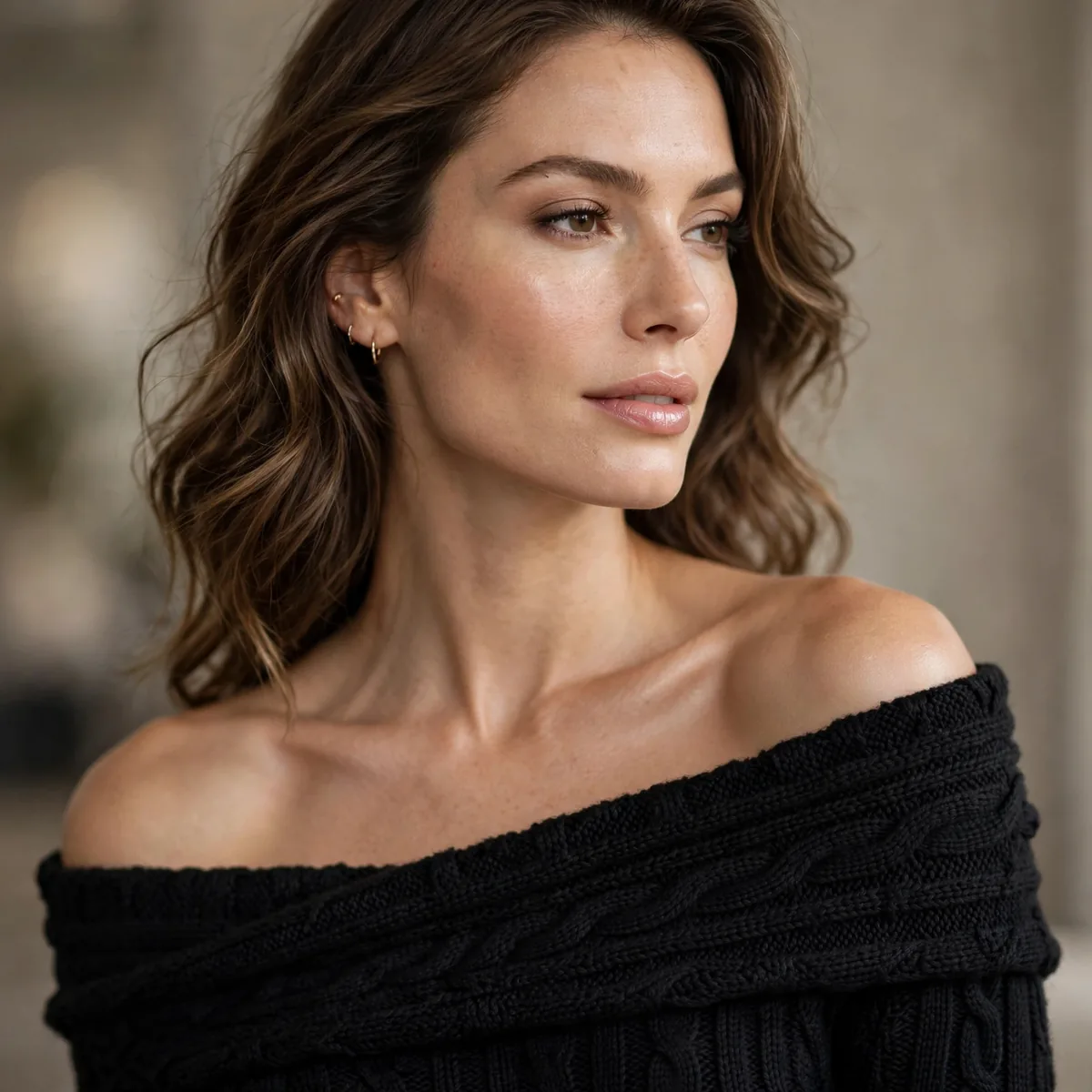 Off shoulder knit dress for evening