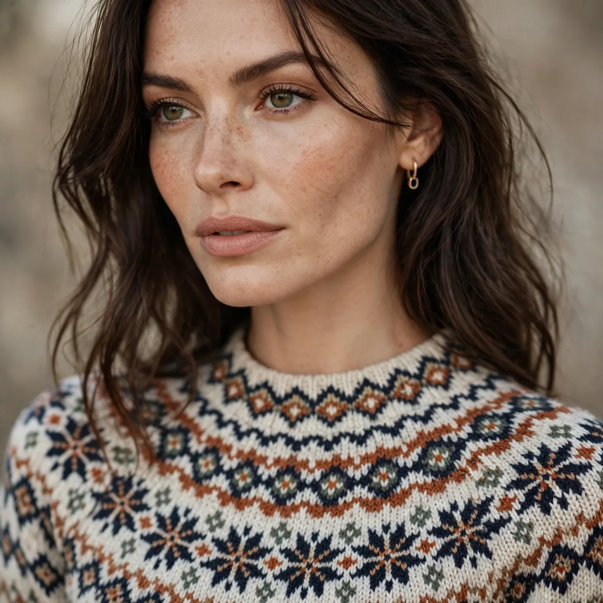 Fair isle printed knit dress