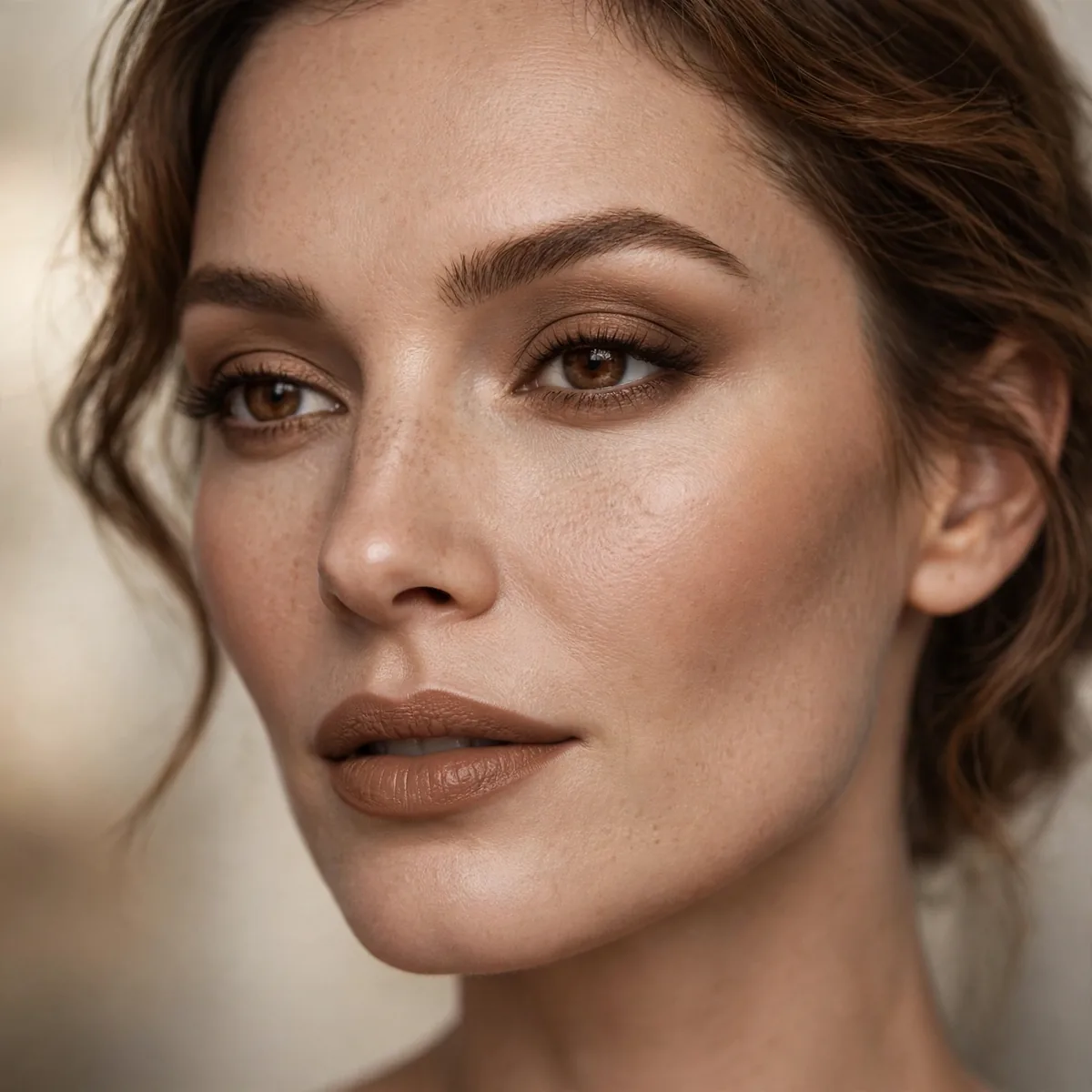 Monochrome toffee makeup look