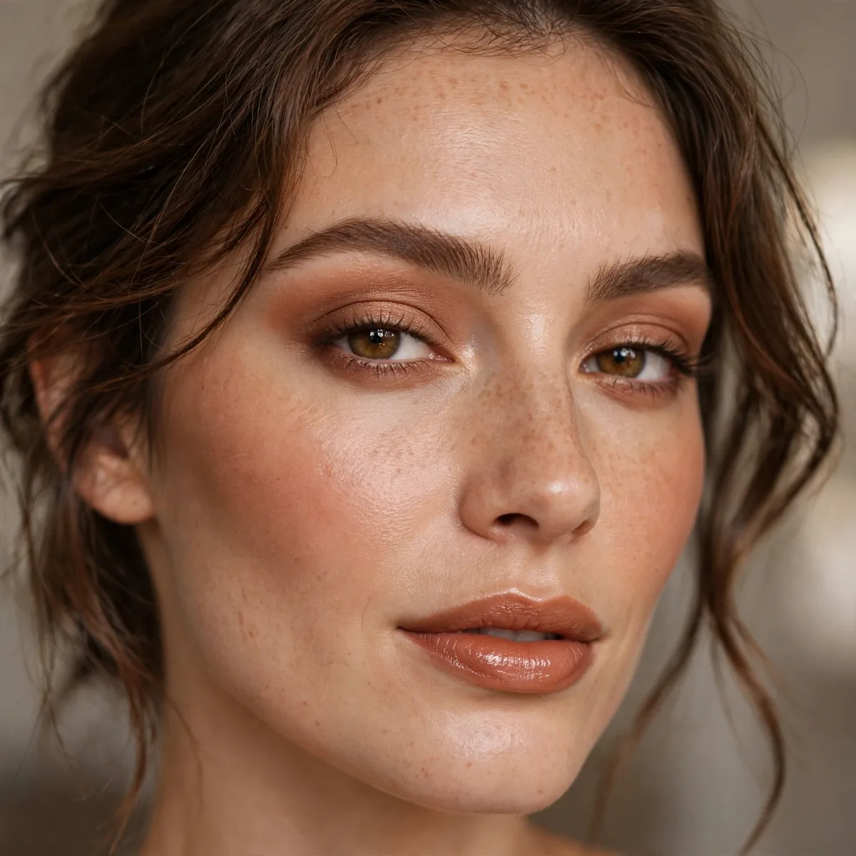 Cinnamon toned latte makeup