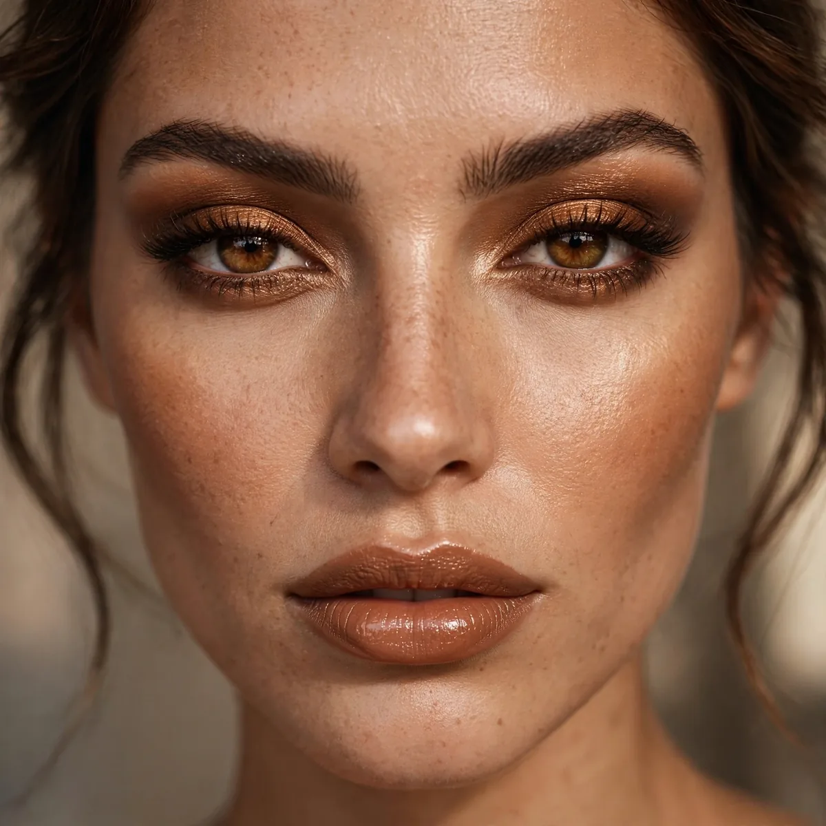 Intense bronze latte makeup