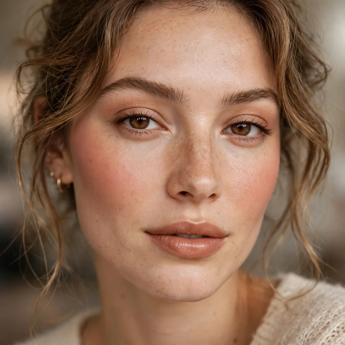 Warm blush latte makeup