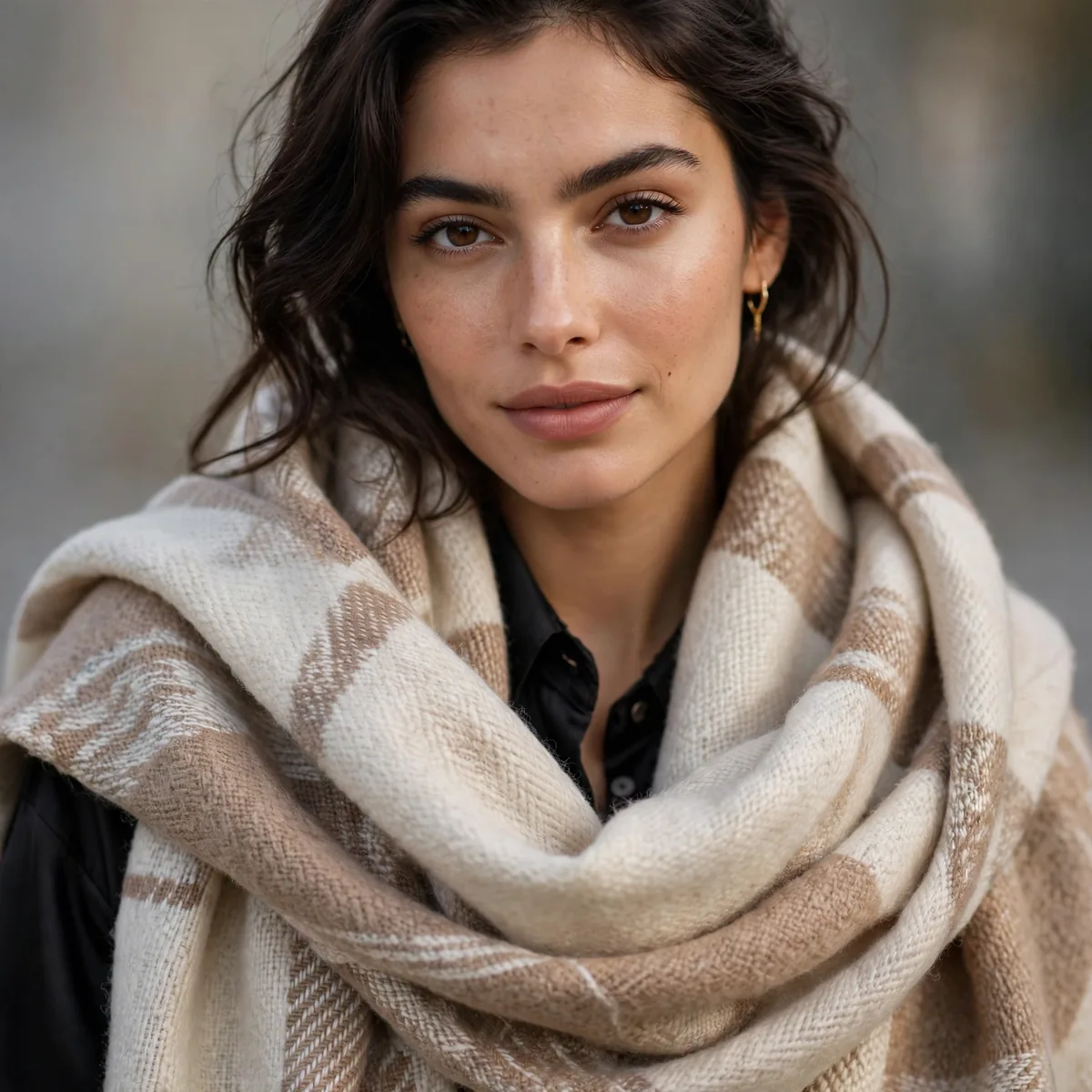 Large scarf as clothing layer