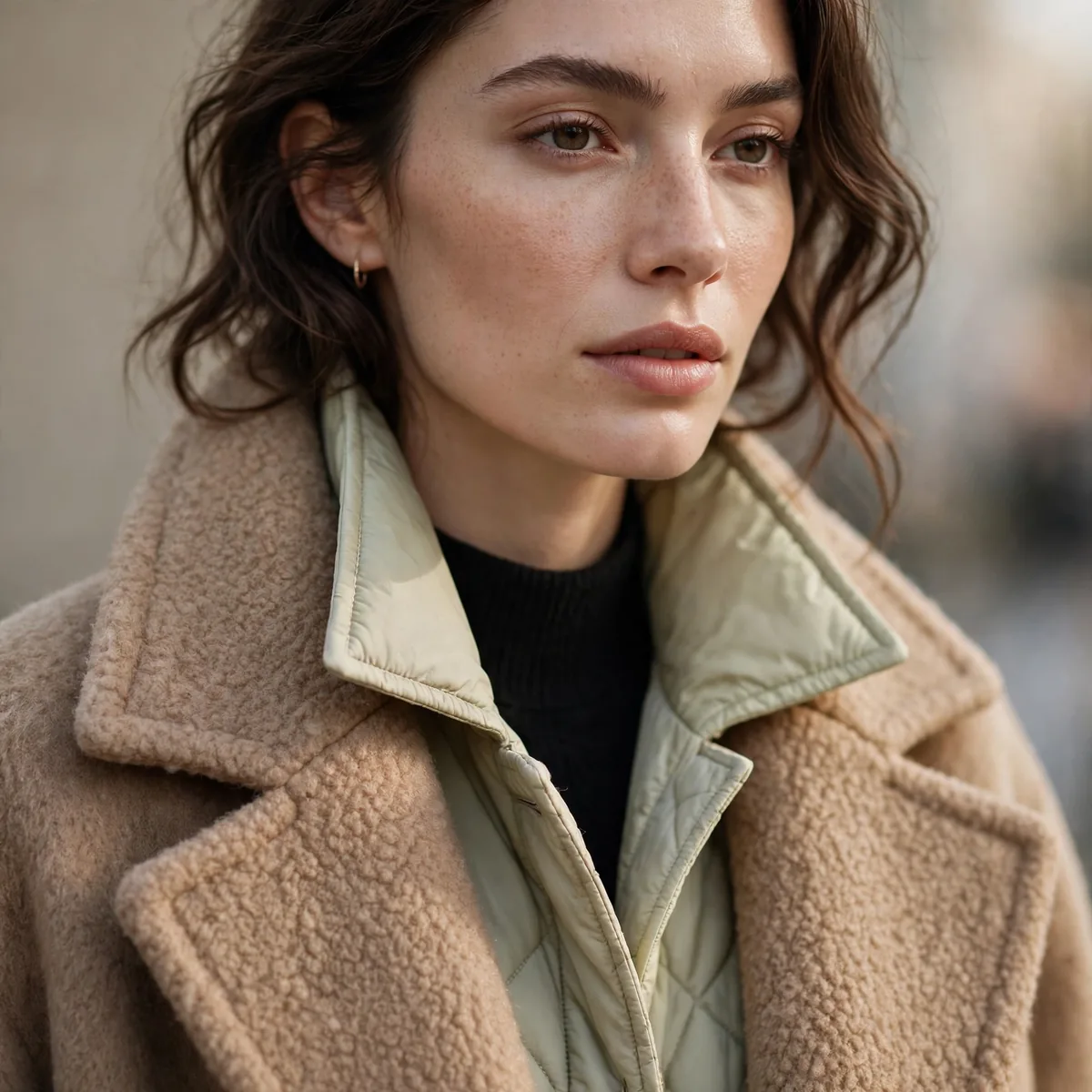 Light jacket under heavy coat