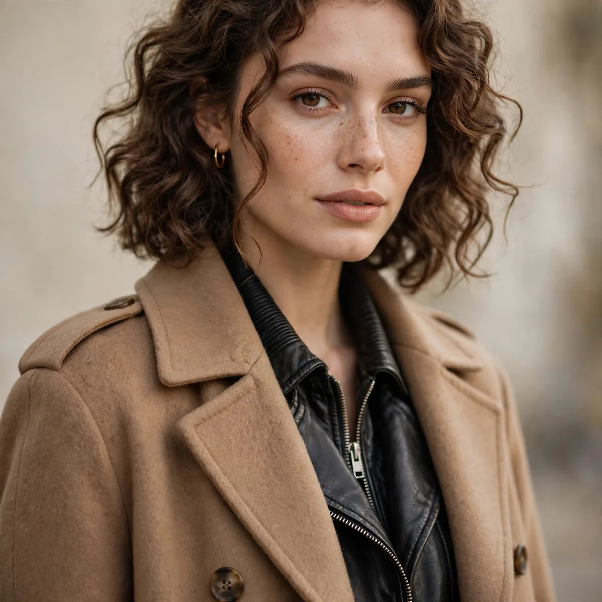 Long coat over short jacket