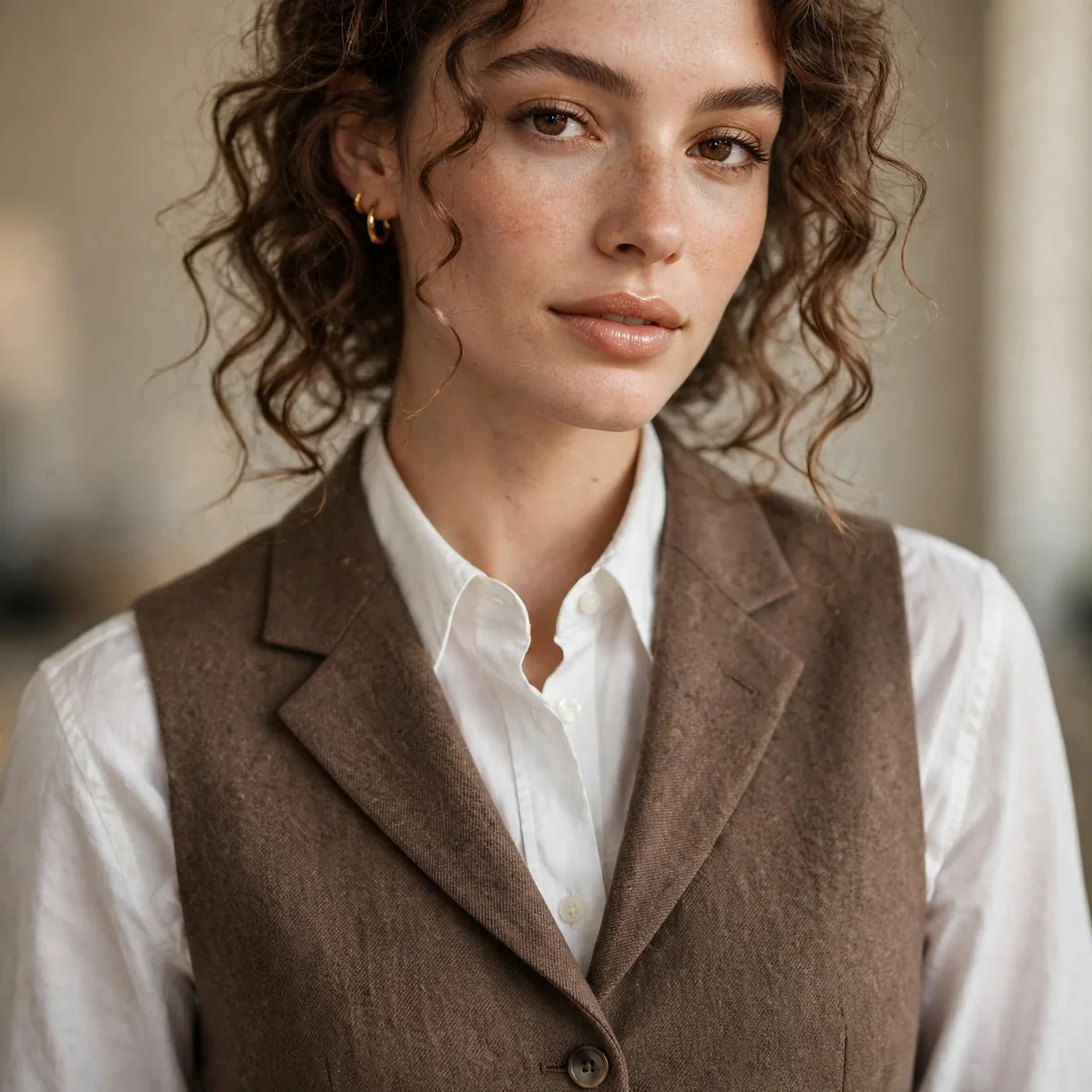 Waistcoat layered over shirt