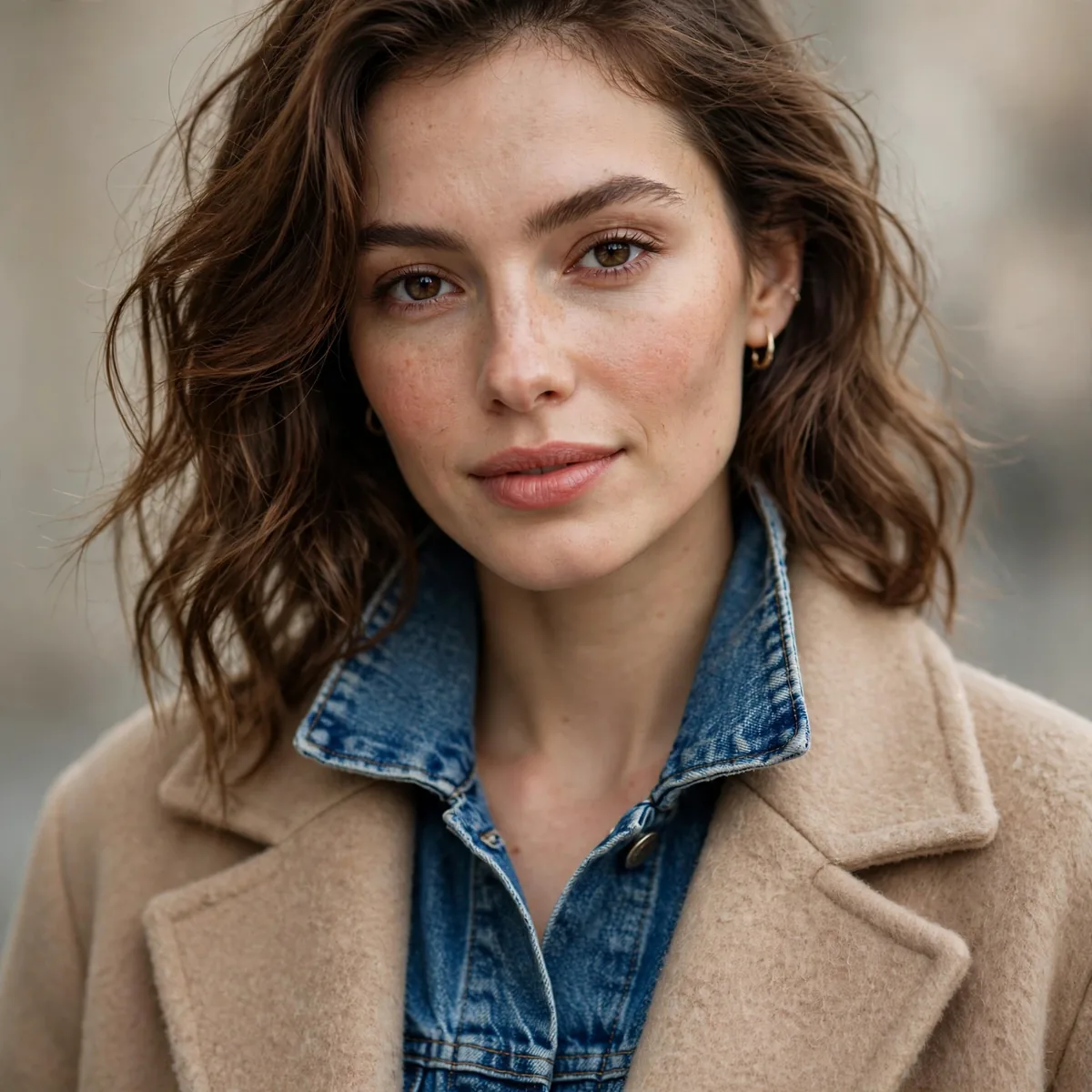 Denim jacket under wool coat