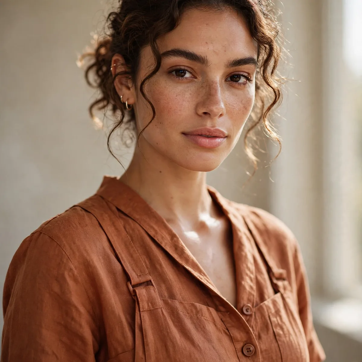 Terracotta linen jumpsuit