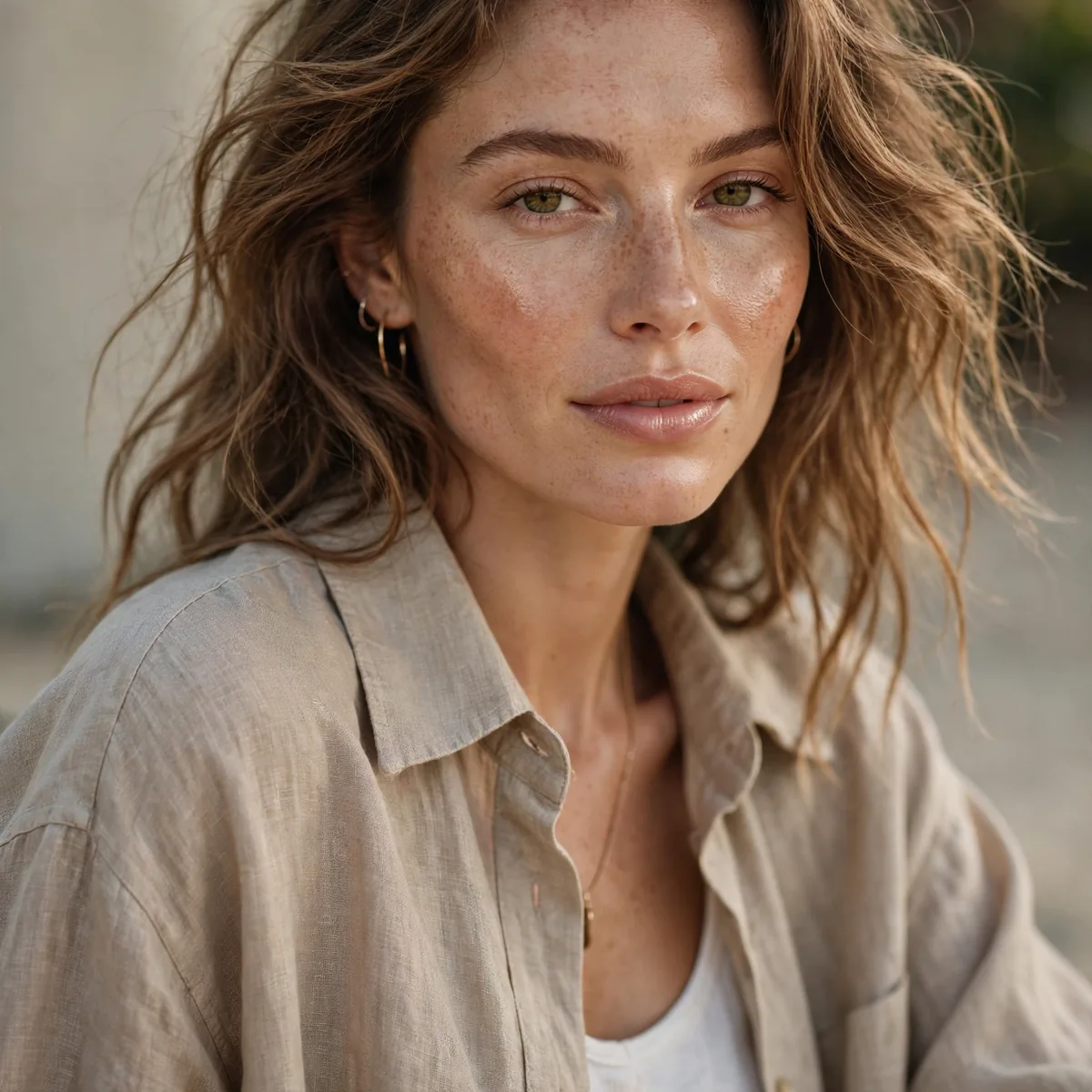 Oversized linen shirt as beach coverup