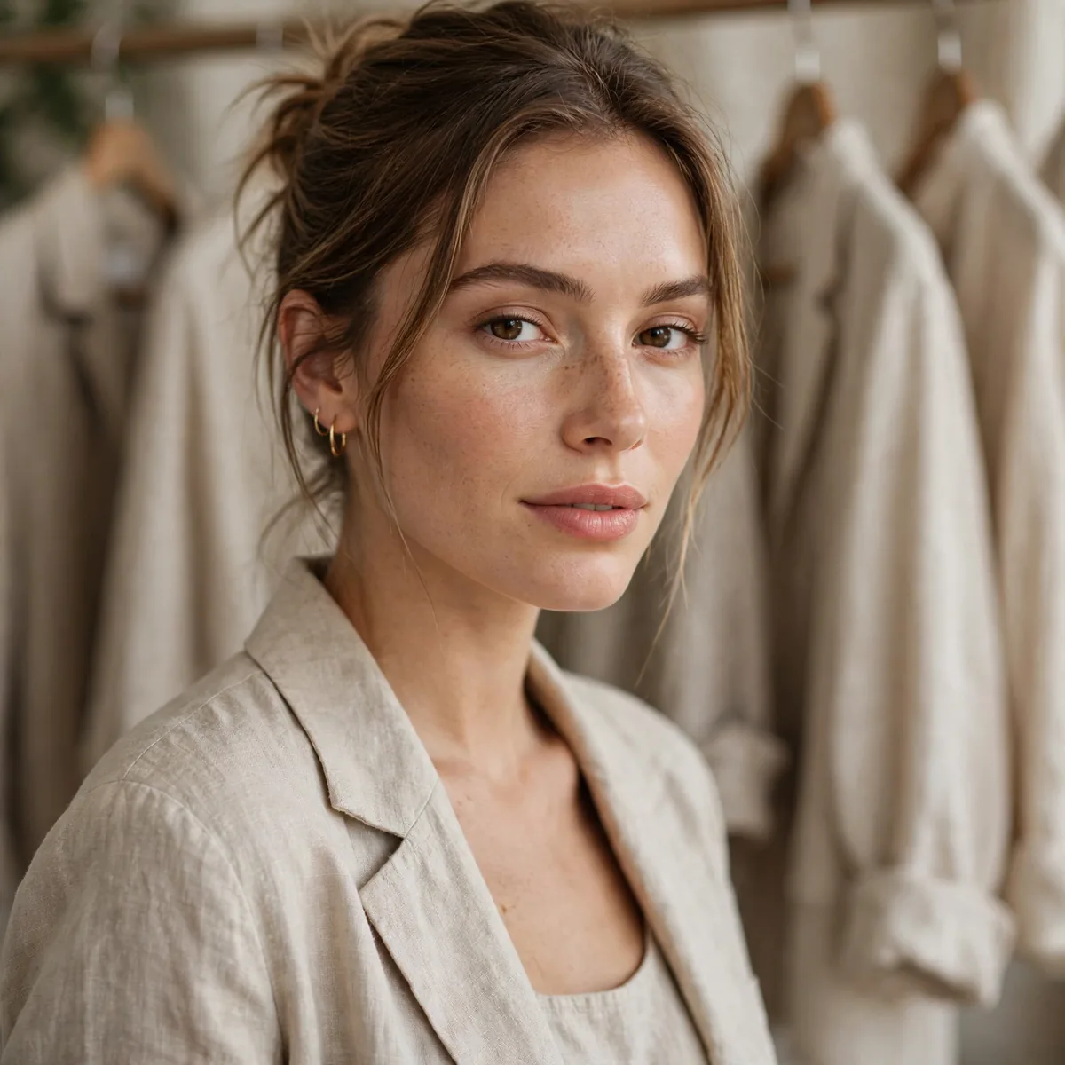 Linen garments hanging