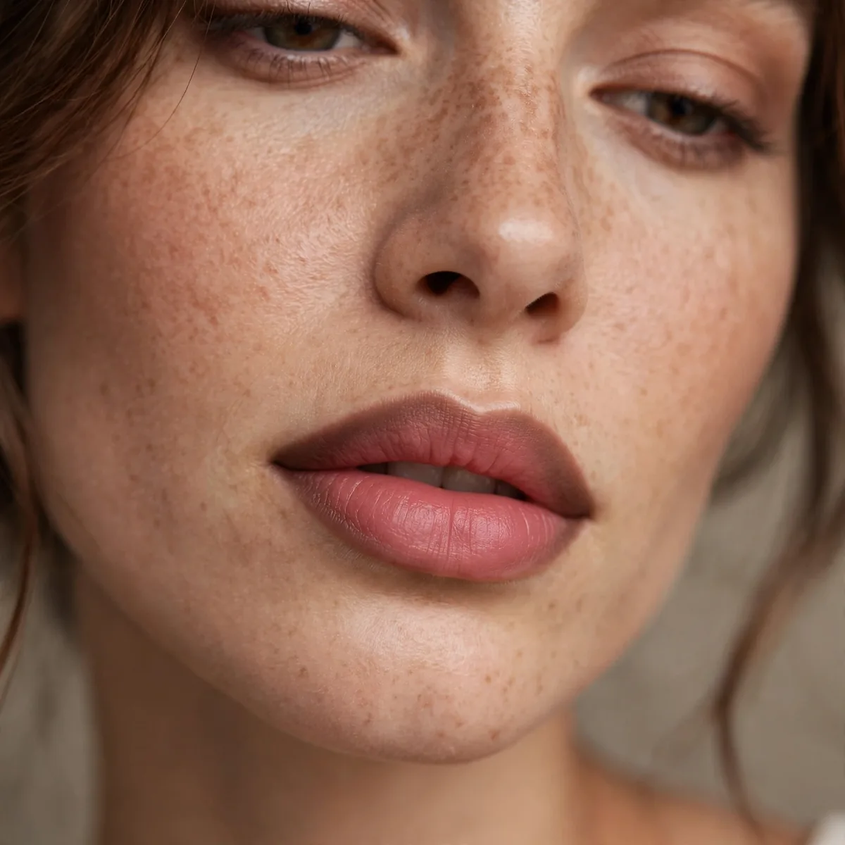 Lipstick blended over liner