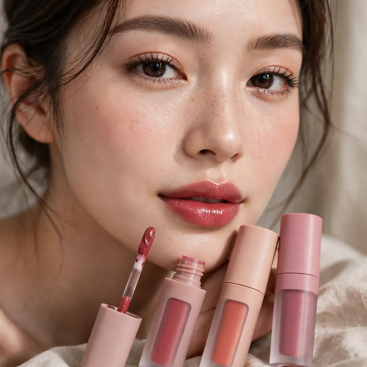 Hybrid lip stain lipstick products