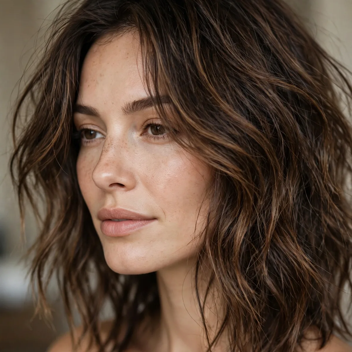 Lived-in brunette hair color