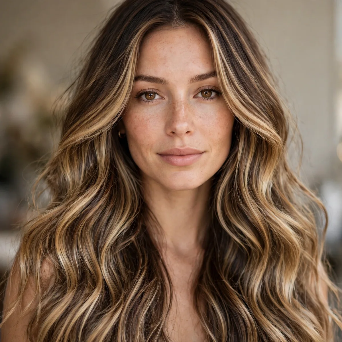 Long hair with dimensional balayage color