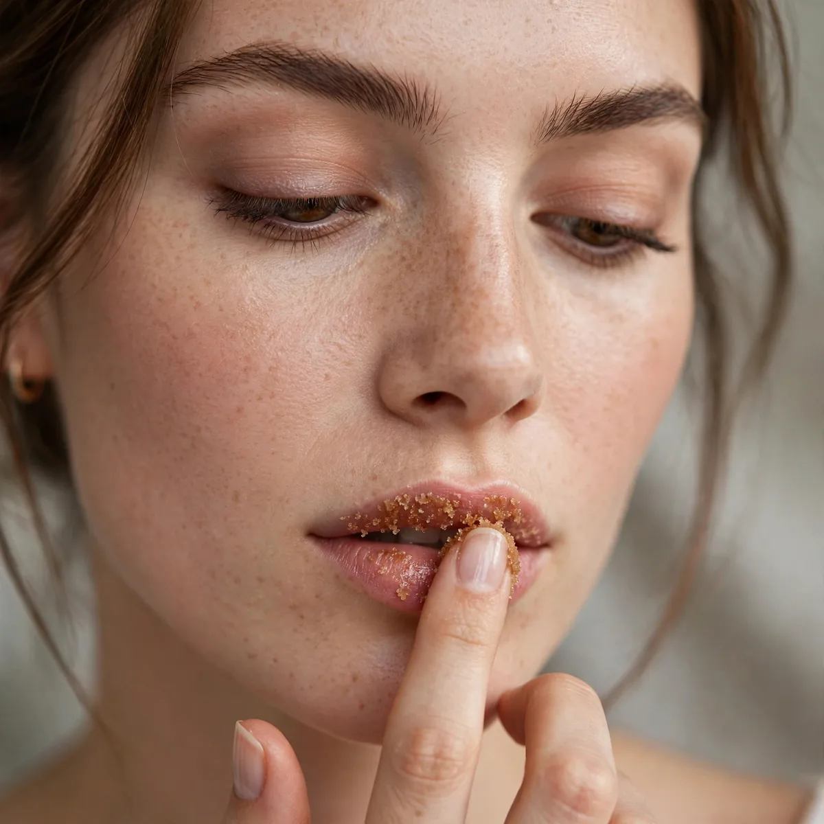 Exfoliating lips before lipstick