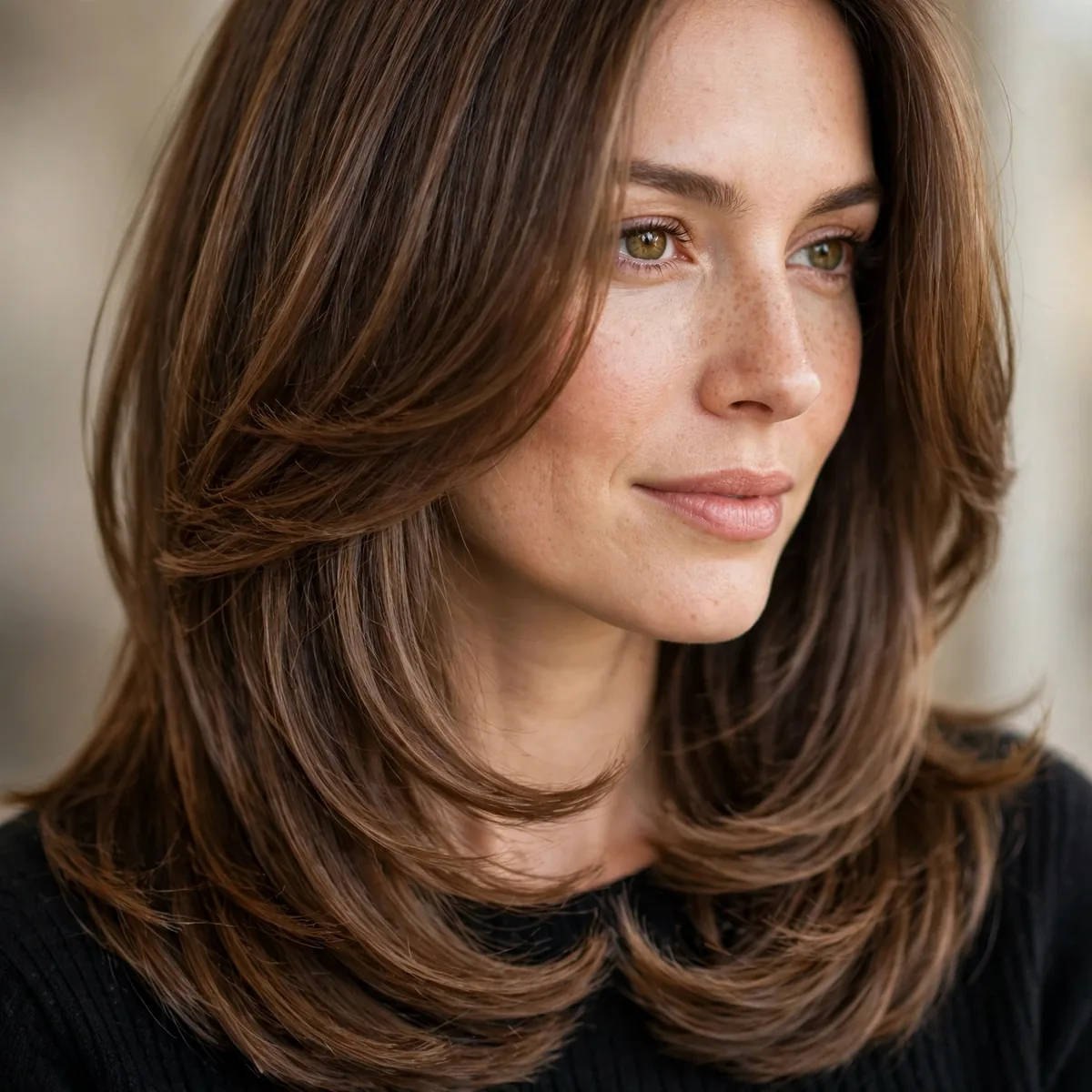 U-shaped soft layered haircut