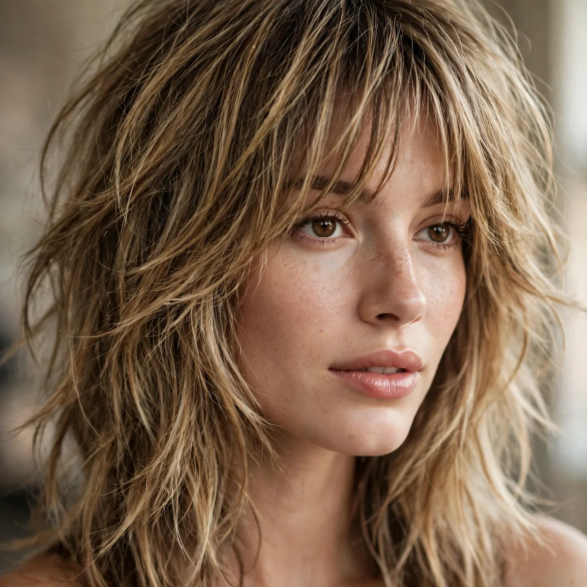 Long shaggy layered haircut