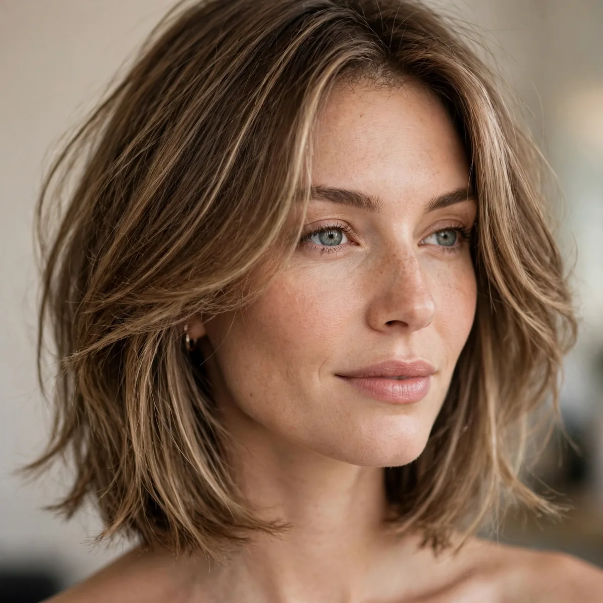 Long bob thinned for thick hair