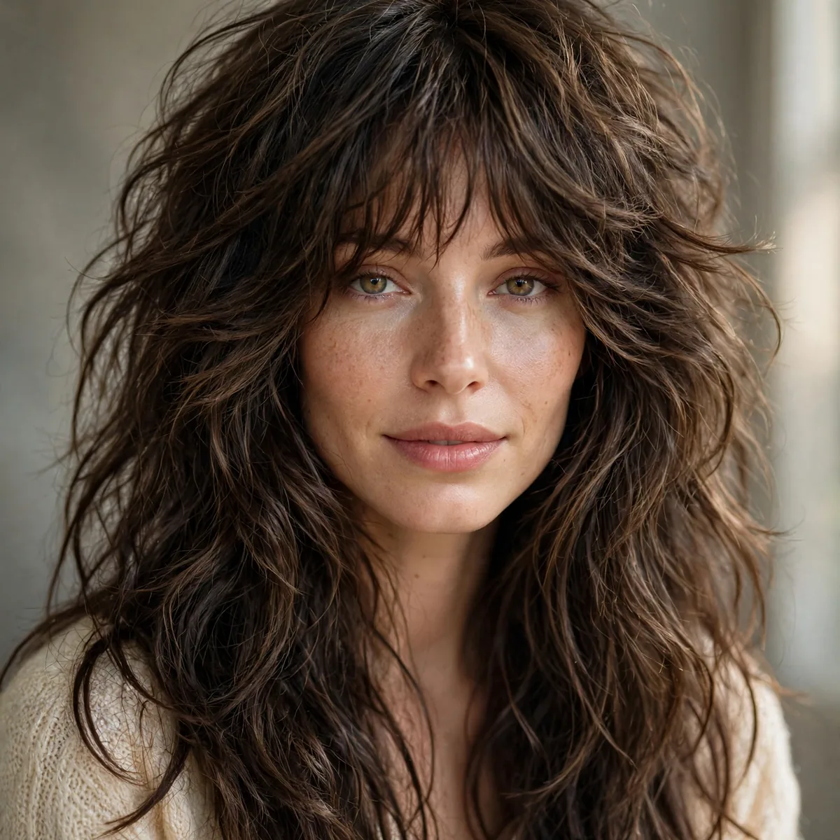 Long wolf cut on thick hair