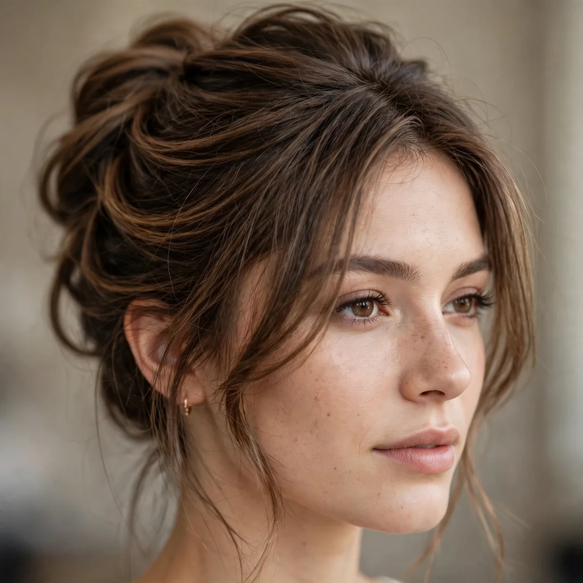 Long layered hair in updo