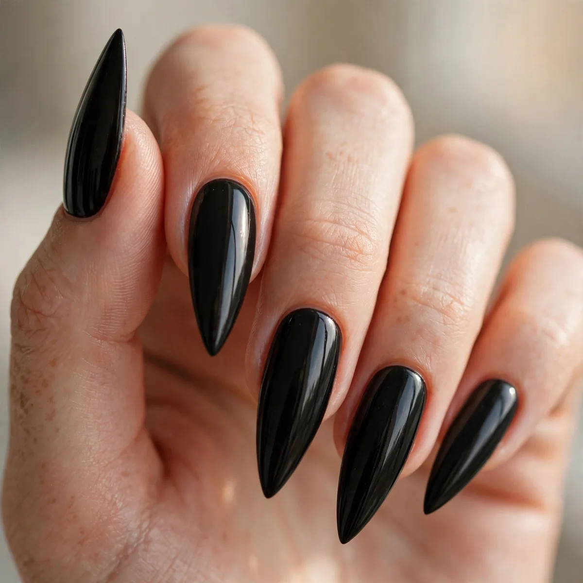 Long black stiletto nails