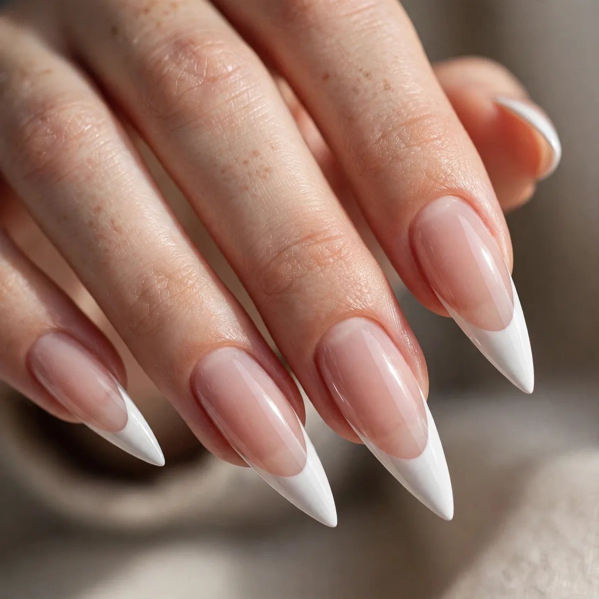 French tip design on stiletto nails