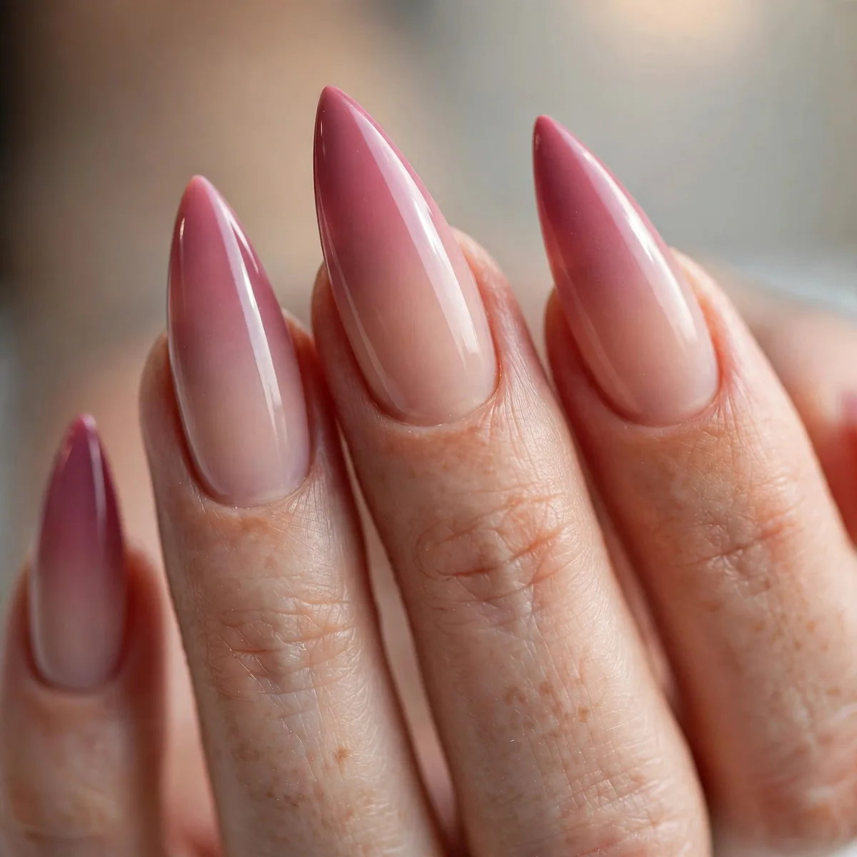 Ombre gradient on stiletto nails