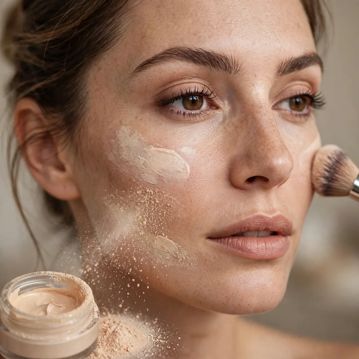 Setting cream products with powder