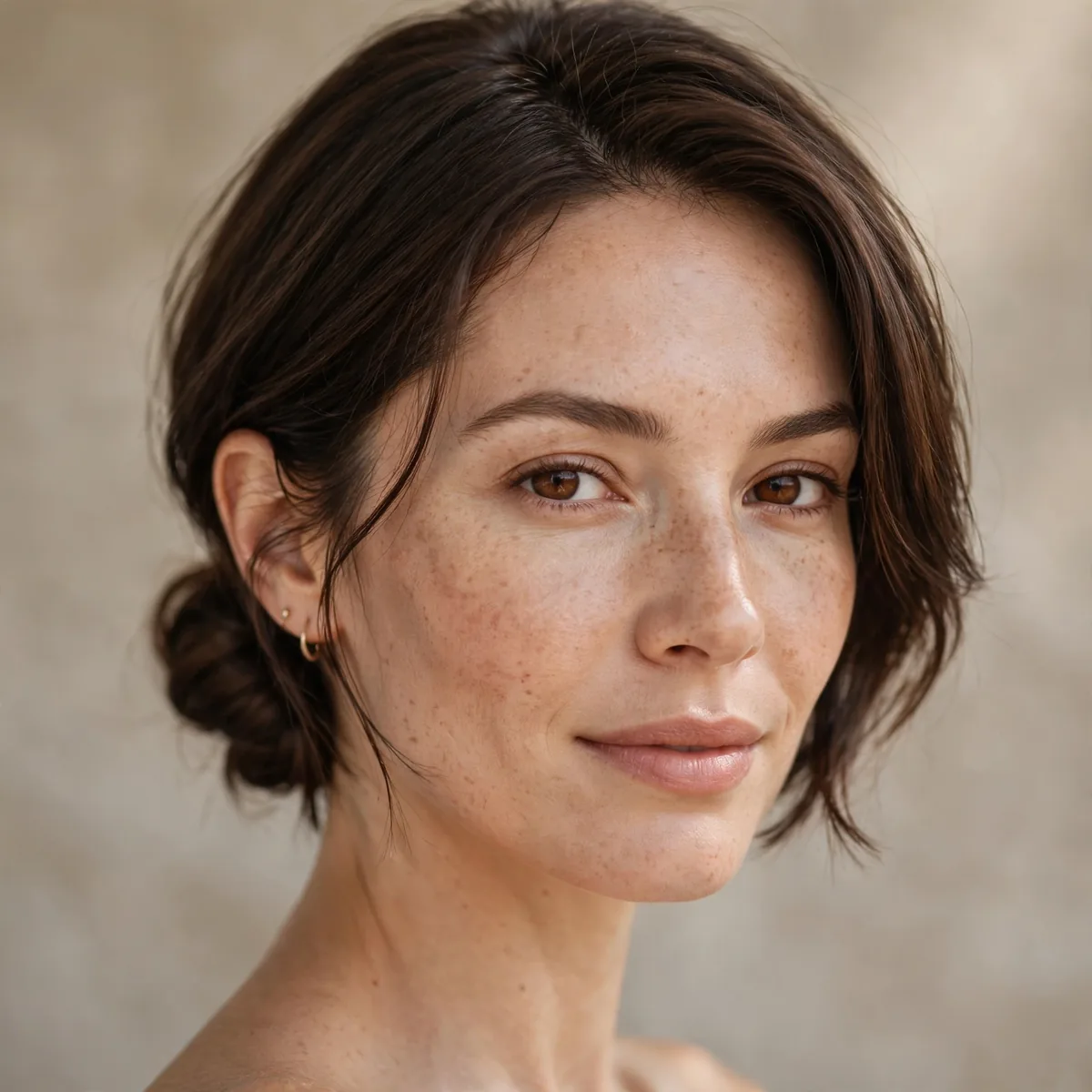 Low bun hairstyle on short hair