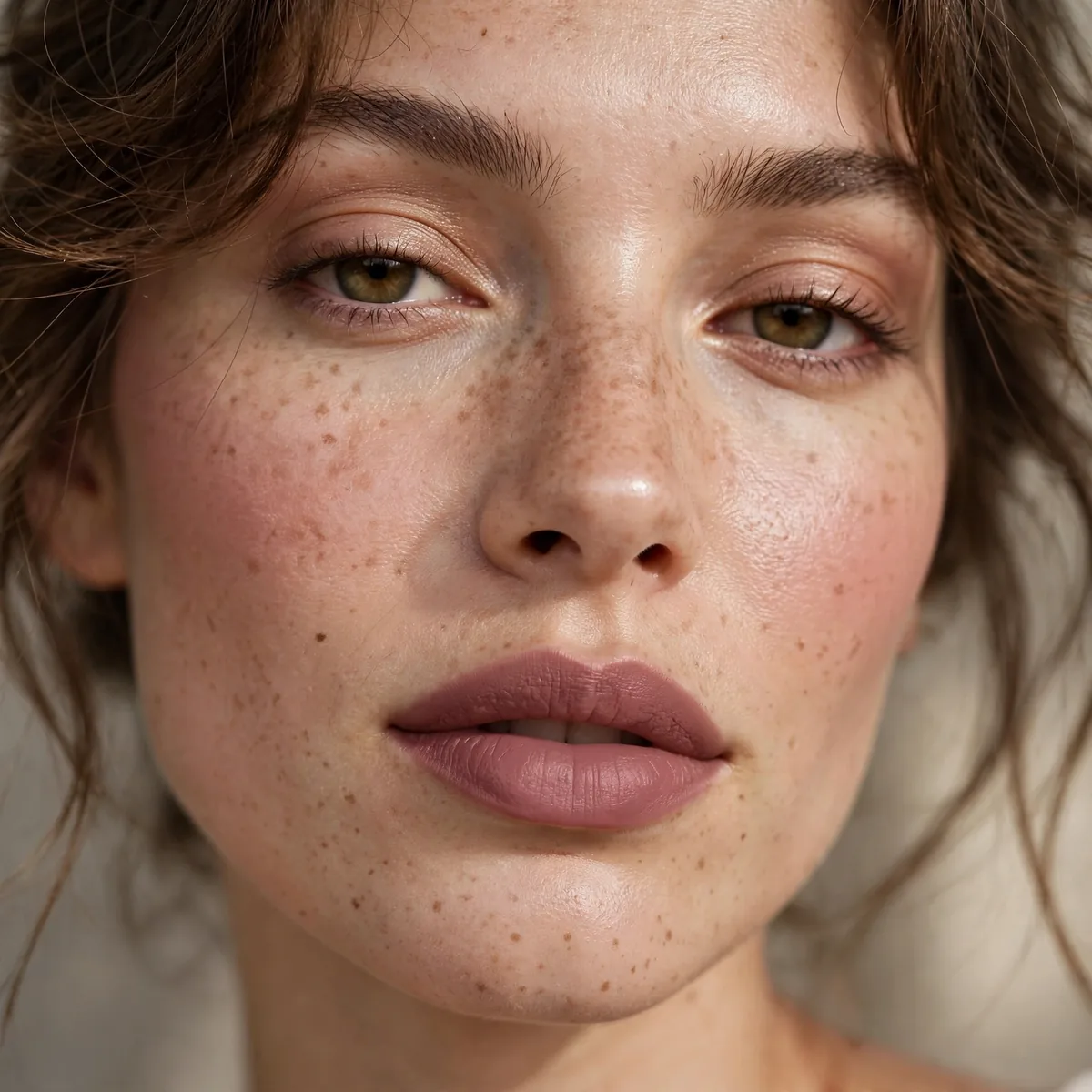 Muted mauve lipstick makeup look